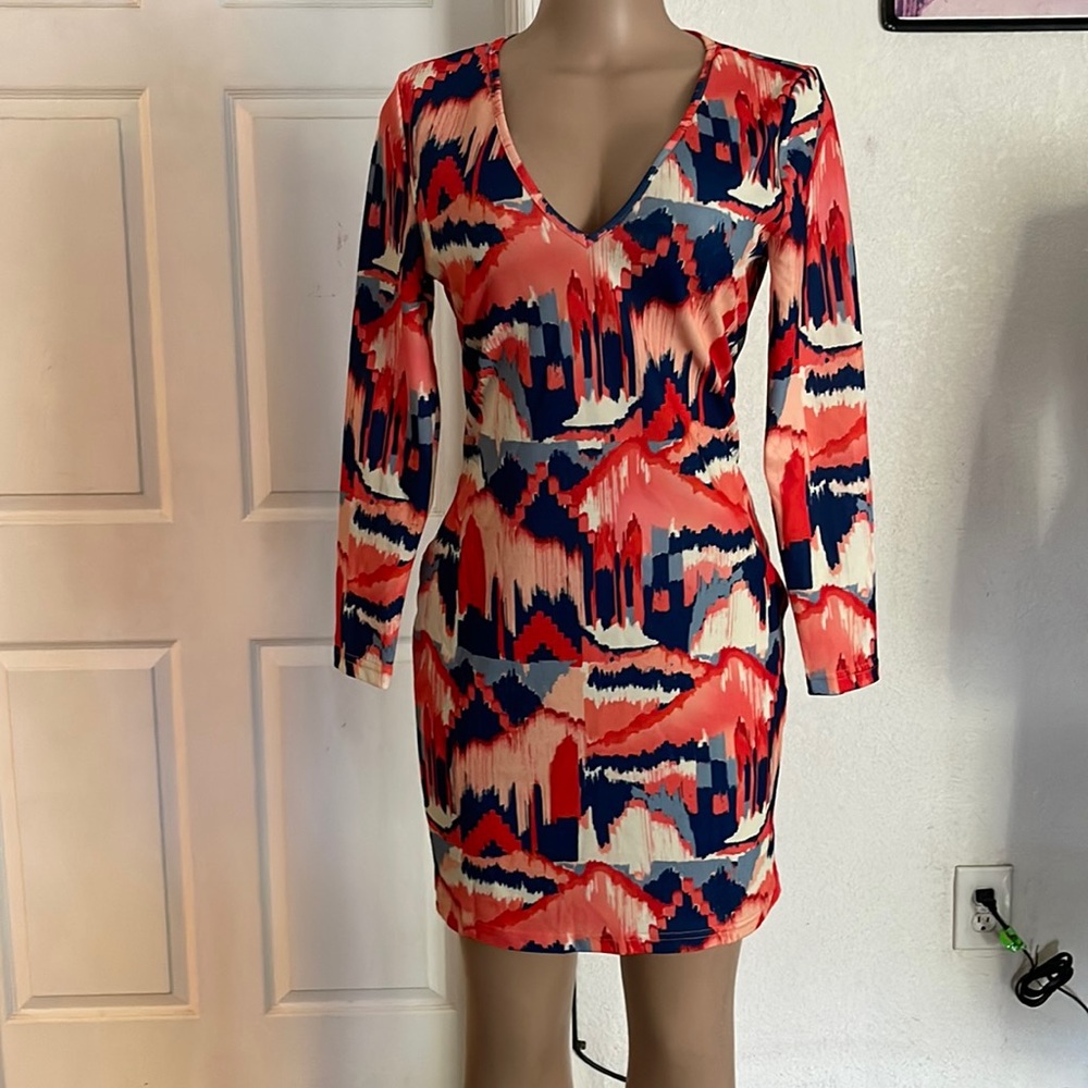Spring dress (New) yellow orange blue. Stress